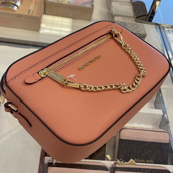Michael Kors Jet Set Item Large East West Zip Chain Sunset Rose Crossbody Bag - Picture 3 of 12